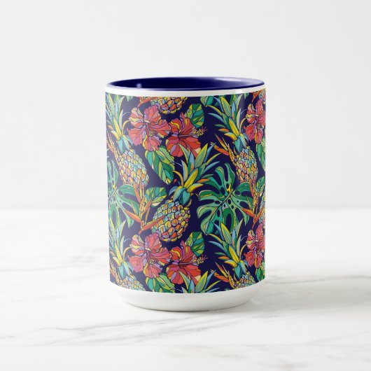 Tropisch anananas Hibiscus Pattern Mok (Midden)