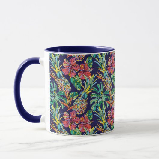 Tropisch anananas Hibiscus Pattern Mok (Links)