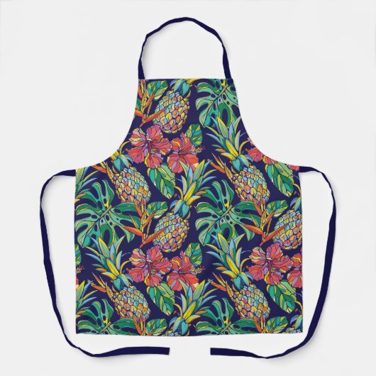 Tropisch anananas Hibiscus Pattern Schort (Voorkant)