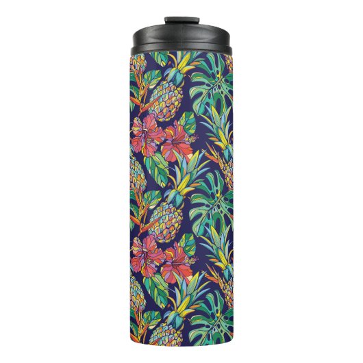 Tropisch anananas Hibiscus Pattern Thermosbeker (Voorkant)