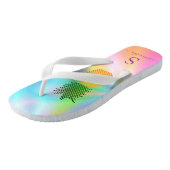 Tropisch anananas Holografisch Monogramme Summer Teenslippers (Schuin)