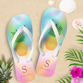 Tropisch anananas Holografisch Monogramme Summer Teenslippers