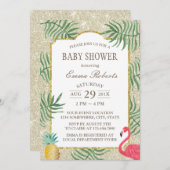 Tropisch anananas Ivory Glitter Beach Baby shower Kaart (Voorkant / Achterkant)