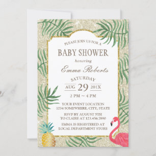 Tropisch anananas Ivory Glitter Beach Baby shower Kaart