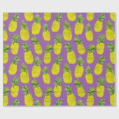 Tropisch anananas paars verpakkingspapier cadeaupapier (Vlak)