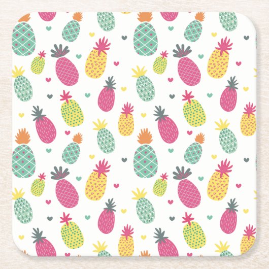 Tropisch anananas patroon kartonnen onderzetters (Voorkant)