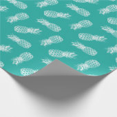 Tropisch anananas Pattern Modern Turquoise Cadeaupapier (Hoek)