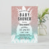 Tropisch anananas Roos Gold Glitter Baby shower Kaart (Staand voorkant)