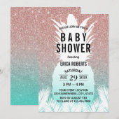 Tropisch anananas Roos Gold Glitter Baby shower Kaart (Voorkant / Achterkant)