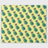 Tropisch anananasepel geel verpakkingspapier cadeaupapier (Vlak)