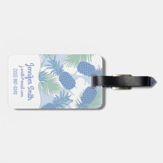 Tropisch anananaseppatroon | Jouw namen toevoegen Bagagelabel (Achterkant horizontaal)