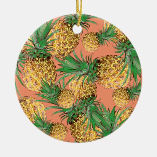 Tropisch anananaseppatroon keramisch ornament (Voorkant)