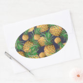 Tropisch anananaseppatroon ovale sticker (Envelop)