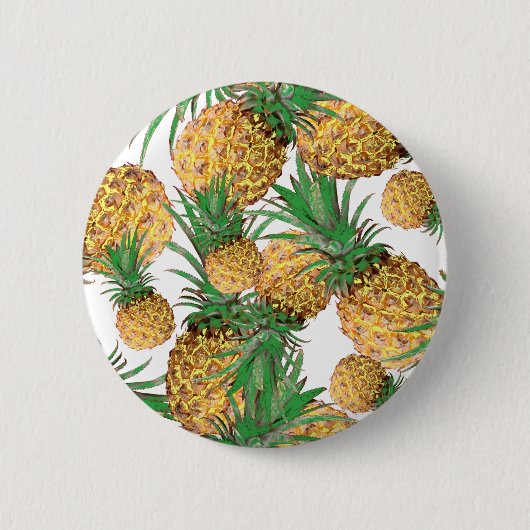 Tropisch anananaseppatroon ronde button 5,7 cm (Voorkant)