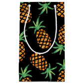 Tropisch anananaseppatroon zwart klein cadeauzakje (Voorkant)