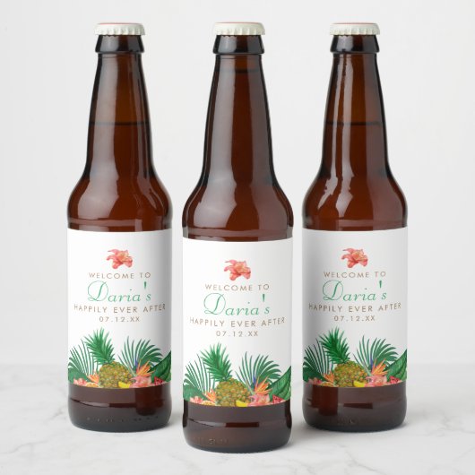 Tropisch anananasselabel bier etiket (Flessen)