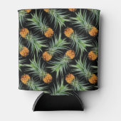 Tropisch anananassepatroon op zwart blikjeskoeler (Voorkant)