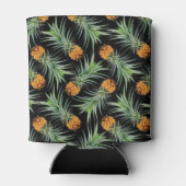 Tropisch anananassepatroon op zwart blikjeskoeler (Achterkant)