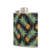 Tropisch anananassepatroon op zwart heupfles (Links)