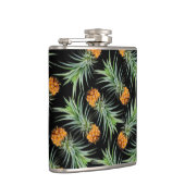 Tropisch anananassepatroon op zwart heupfles (Rechts)