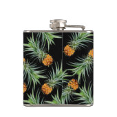 Tropisch anananassepatroon op zwart heupfles (Achterkant)