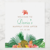 Tropisch anananassolabel wijn etiket (Enkel label)