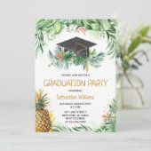 Tropisch Ananas Afstudeerfeest Kaart (Staand voorkant)