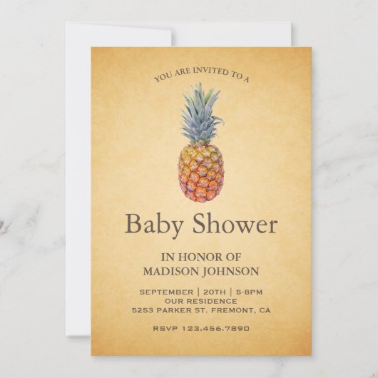  tropisch ananas Baby shower Kaart (Voorkant)
