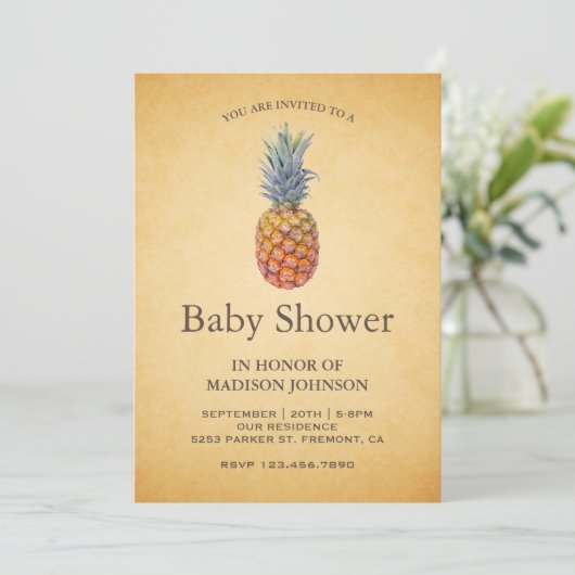  tropisch ananas Baby shower Kaart (Staand voorkant)
