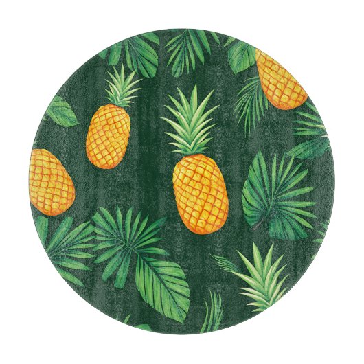 Tropisch Ananas Bladeren Patroon Snijplank (Voorkant)