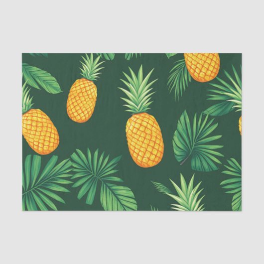 Tropisch Ananas Bladeren Patroon Tissuepapier (Voorkant)