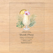 Tropisch Ananas Cocktail Kust Bruiloft Borrel Acryl Uitnodigingen (Voorkant)