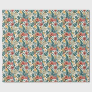 Tropisch Ananas- en Hibiscus-Zomer Bloemendesign Cadeaupapier