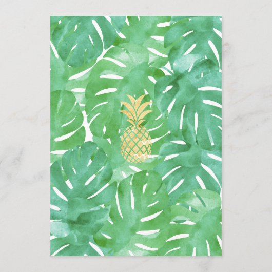 Tropisch Ananas Goud Trouwmenu Menu (Achterkant)