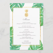 Tropisch Ananas Goud Trouwmenu Menu (Voorkant)