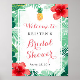 Tropisch Ananas Hibiscus Bruidsdouche Bord Poster