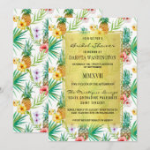 Tropisch ananas & Hibiscus Vrijgezellenfeest Kaart (Voorkant / Achterkant)