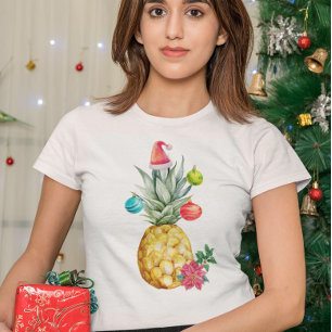 Tropisch Ananas Kleurrijke Kerst Vakantie T-shirt