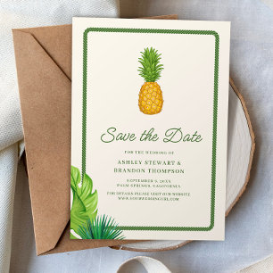 Tropisch Ananas Kust Bruiloft Save the Date Kaart