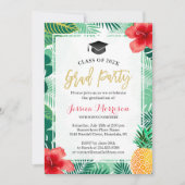 Tropisch Ananas Luau Afstudeerfeest Kaart (Voorkant)