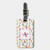 Tropisch Ananas Monogram Eerste Letter Bagagelabel (Voorkant verticaal)