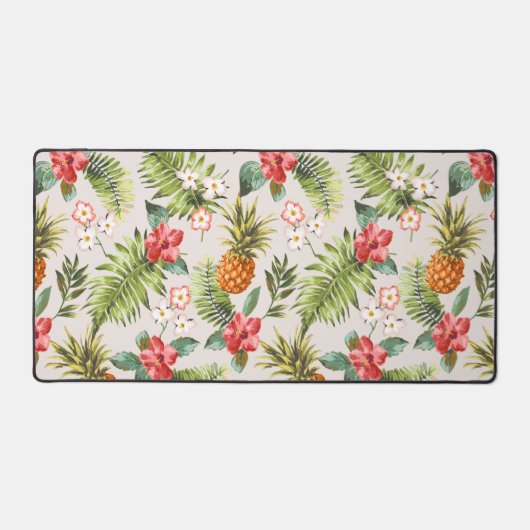 Tropisch Ananas Palmbladeren Bloem Patroon Bureaumat (Voorkant)