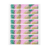 Tropisch Ananas Roze Marmer Modern Feest Omwikkelbaar Adreslabel (Vel)