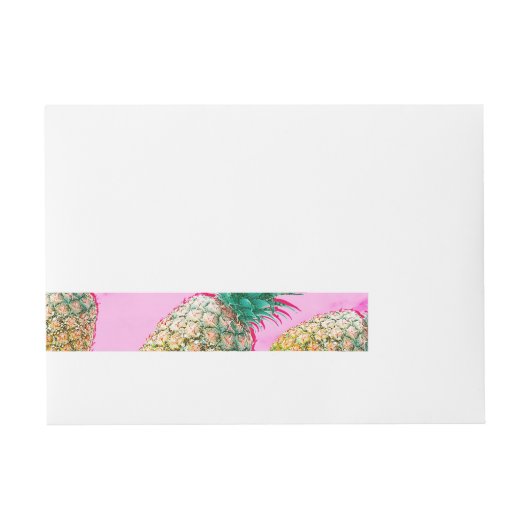 Tropisch Ananas Roze Marmer Modern Feest Omwikkelbaar Adreslabel (Voorkant)