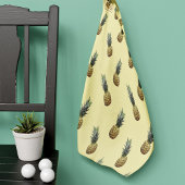 Tropisch ananaspatroon Bleek geel monogram Golfhanddoek