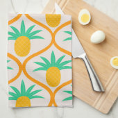 Tropisch ananaspatroon op Oranje Ogee Theedoek (Quarter Fold)