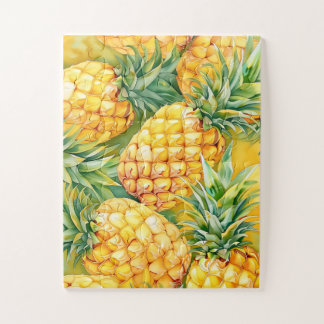 Tropisch Ananaspatroon Waterverf Legpuzzel