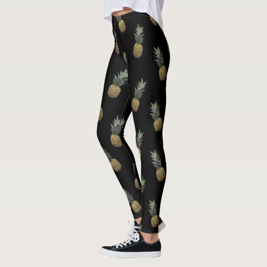 Tropisch ananaspatroon Zwarte Leggings (Links)