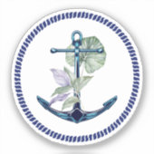 Tropisch anker met Planten en bloemen Sticker (Voorkant)