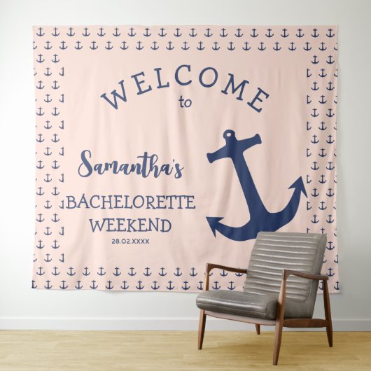 Tropisch Anker Strand Bruidsfeest Achtergrond Wandkleed (In Situ (horizontaal))